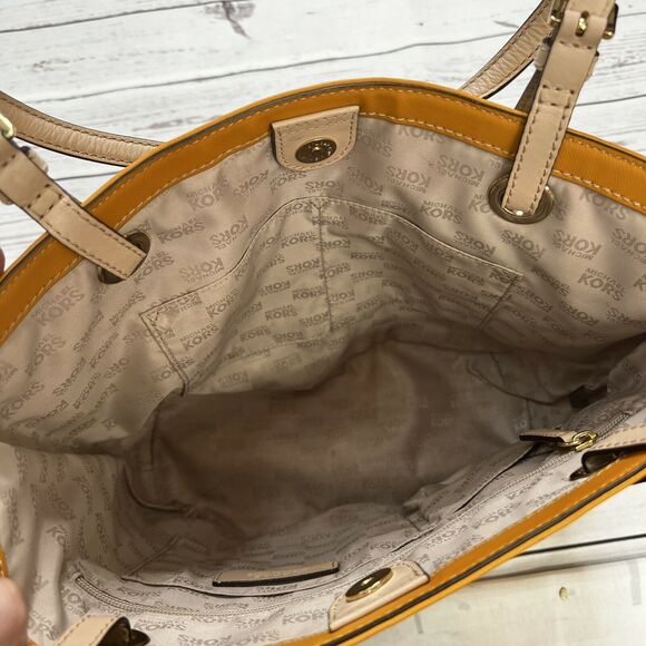Michael Kors Mustard Yellow Saffiano Leather Tote Shoulder Bag - Picture 6 of 10